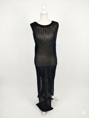 Dotti Black Sheer Cover-Up Dress Nwt L